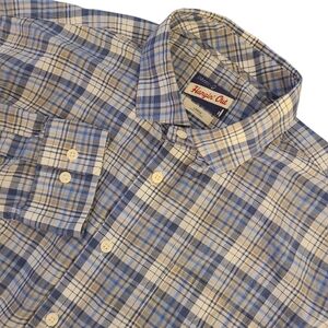 Johnnie-O Men's Large Blue & Tan Plaid Hangin' Out Button Down Long Sleeve Shirt